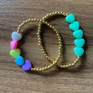 {Handmade} Colorful Heart Bead Bracelet Set